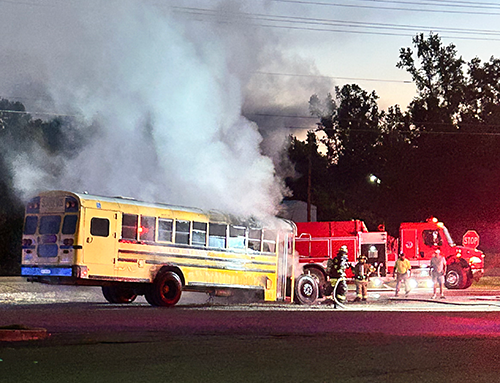 School bus catches fire, no one injured